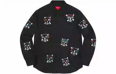 Supreme SS21 Week7 Clayton Patterson Skulls Embroidered Work Shirt