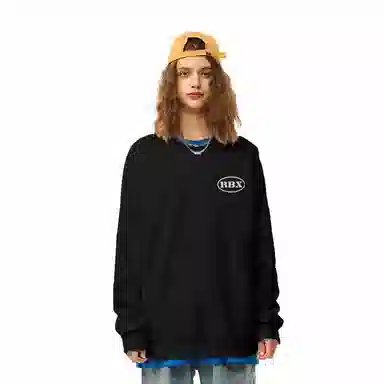 人本 字母简约印花百搭宽松长袖落肩袖套头圆领卫衣 男女同款