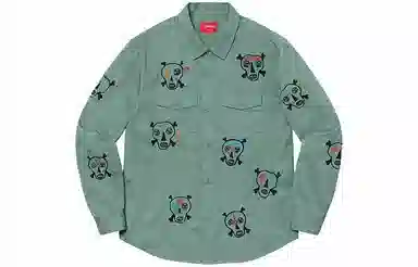 Supreme SS21 Week7 Clayton Patterson Skulls Embroidered Work Shirt