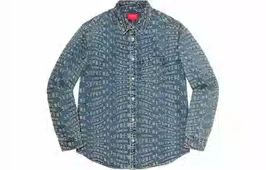 Supreme Week 11 Warp Jacquard Logos Denim Shirt