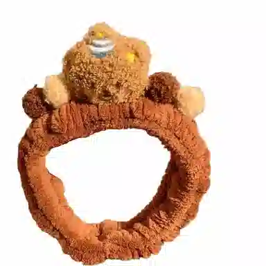 彤彤兔 可爱棕色小熊洗脸敷面膜化妆专用束毛茸茸 毛绒 发带 女款