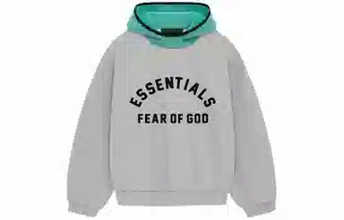 Fear of God Essentials Nylon Fleece Hoodie Light Heather Grey Mint Leaf