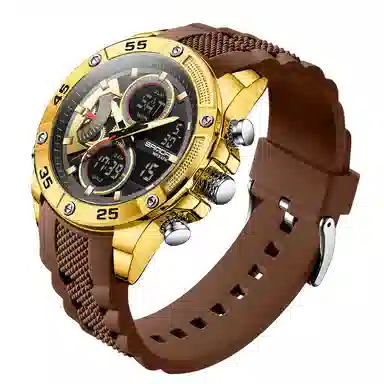 三达 时尚潮流校园学生手表 电子+石英机芯 硅胶表带 国表 男表 黑色表盘 防水