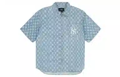 MLB Classic Logo Denim Shirt Light Blue
