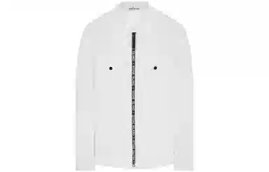 Stone Island SS22 White Logo Zip Shirt