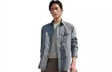 红豆 明线款口袋款休闲长袖衬衫 男款 深灰