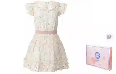 东鲸岁时记 碎花小飞袖海边度假风小个子独特绝美无袖连衣裙 女款 礼盒装 桃之夭夭