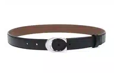 COACH Leather Belt Black Silver Buckle