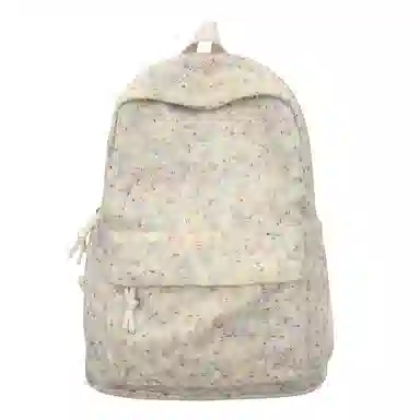 單倉 日系高颜值毛绒针织韩版通勤百搭多巴胺大容量初高中学生书包小众设计 尼龙 背包双肩包 女款 黄色/绿色/白横条/红横条