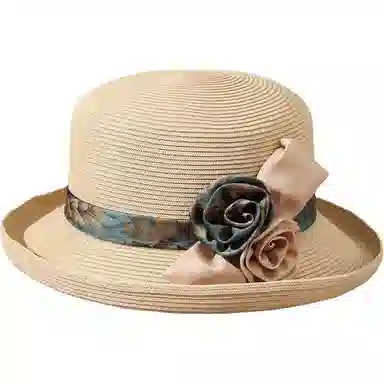 红豆 遮阳帽春夏户外防紫外线草帽可折叠太阳帽轻便百搭 聚酯纤维 防晒帽 女款