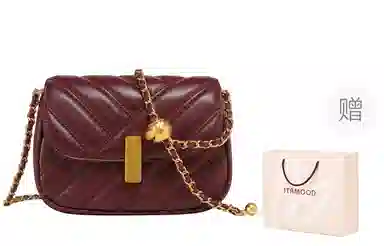 妙迪 经典小香风菱格绣线金珠链条包小众时尚简约百搭早秋 真皮羊皮软皮  腋下包单肩斜挎小包包 小号 女款 安可拉红