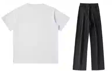 大卫贝肯 美式复古纯棉基础款纯色字母印花上衣透气吸汗宽松直筒系带长裤休闲运动套装 男女同款