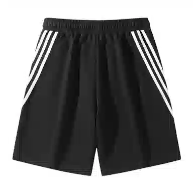 大卫贝肯 美式复古宽松直筒字母印花侧边斜条纹时尚百搭透气五分休闲短裤 男女同款