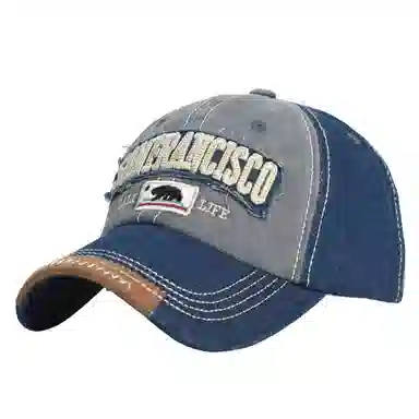 尚先生 百搭显脸小春夏季美式复古拼色加大加深宽檐刺绣字母休闲大头围 聚酯纤维 鸭舌帽草帽 男女同款情侣款