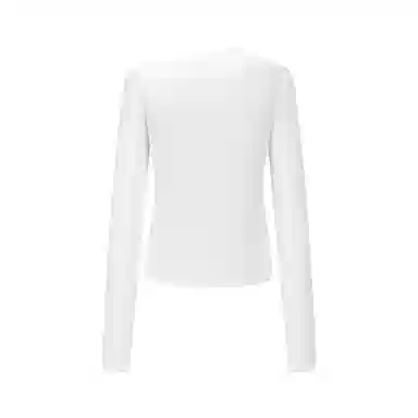 Three Quarters Hollow Hem Split Slim Long Sleeve Tee