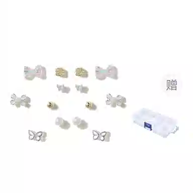 【七对套装组】 希遇 养耳洞 一周不重复百搭通勤 爱心四叶草 小清新甜美少 女心 轻奢小众高级感 精致小巧礼盒装 合金 耳钉 女款