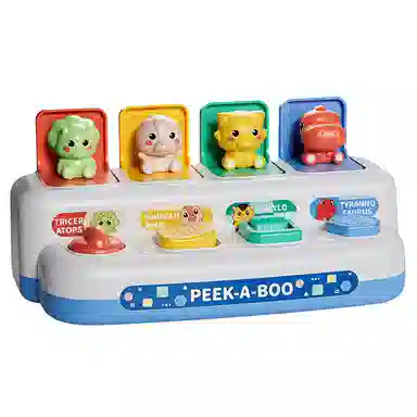 古欧 动物躲猫猫开关盒 声光弹弹乐 数字启蒙 早教益智玩具