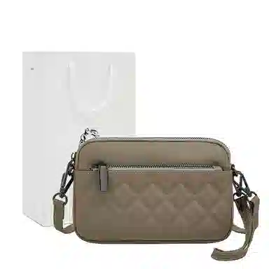 老人头 休闲通勤菱格高级感百搭经典 头层牛皮 单肩斜挎包 常规 女款 黑色/白色/卡其色