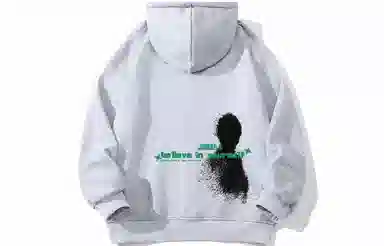 金贝勒 素描图案字母印花简约宽松落肩拉链开衫卫衣 男女同款