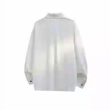 快鱼 美式简约高街高品质基础对称假口袋打底时尚个性设计翻领无性别主义潮流舒适休闲长袖衬衫 男女同款