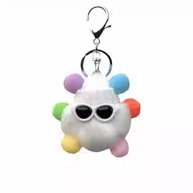 丹琴 搞怪酷帅墨镜小煤球 可爱少女心包包书包公仔挂饰卡通玩偶汽车 毛绒 挂件 男女同款情侣款