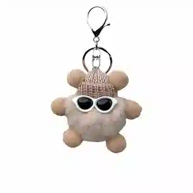 丹琴 搞怪酷帅墨镜小煤球 可爱少女心包包书包公仔挂饰卡通玩偶汽车 毛绒 挂件 男女同款情侣款