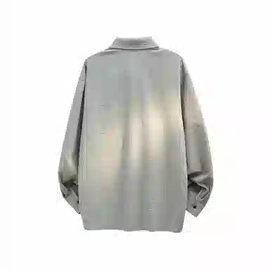 快鱼 美式简约高街高品质基础对称假口袋打底时尚个性设计翻领无性别主义潮流舒适休闲长袖衬衫 男女同款