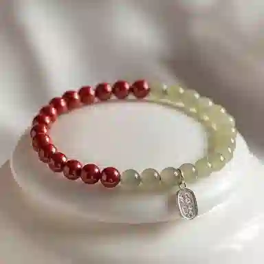 【朱事顺利】 指尖瑰宝 转运珠吉祥如意财运连连#好运 复古风新中式浪漫告白 朱砂 玉石手串 男女同款情侣款