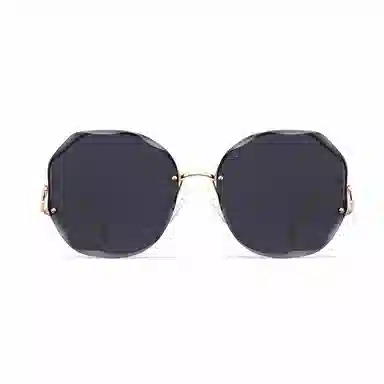 苍木优品 时尚无框多边渐变墨镜大脸显瘦显脸小潮防晒防紫外线墨镜 合金 不规则形 太阳眼镜 女款