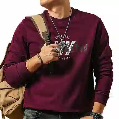 季言 重磅印花圆领长袖卫衣 男款