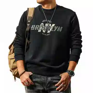 季言 重磅印花圆领长袖卫衣 男款