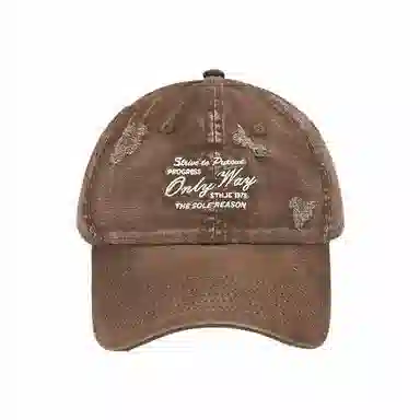 心水好物 软顶水洗破洞韩版大头围复古牛仔显脸小百搭遮阳 棉 鸭舌帽 男女同款情侣款