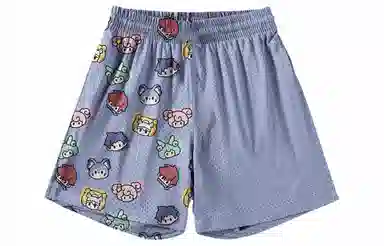 王者荣耀 英雄系列趣味创意卡通印花拼接撞色运动篮球家居服系带宽松直筒松弛感慵懒风五分休闲短裤 男女同款