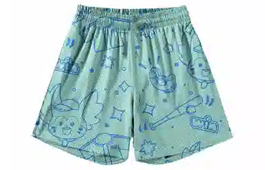 王者荣耀 梦奇款 趣味创意卡通印花拼接撞色满印运动篮球家居服系带宽松直筒松弛感慵懒风五分休闲短裤 男女同款