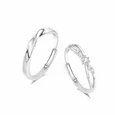 【S999足银纯银丨热销推荐】六桂福 莫比乌斯对戒 简约时尚气质设计感轻奢开口可调节恋爱告白 福韵金 好运 礼盒 戒指 男女同款情侣款