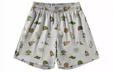 王者荣耀 鲁班七号星空梦想款 趣味创意卡通印花拼接撞色运动篮球家居服系带宽松直筒松弛感慵懒风五分休闲短裤 男女同款