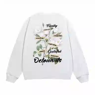 海底小纵队 美式复古山茶花花体字母印花时尚潮流重磅多巴胺日常出行宽松落肩无性别主义休闲圆领长袖卫衣 男女同款