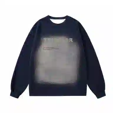 三体 复古字母印花宽松休闲渐变重磅卫衣 男女同款