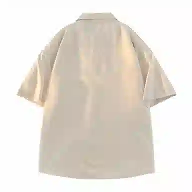 兰缪 美式复古高街风纯色基础款满天星宽松休闲日常百搭通勤学生党圆领重磅短袖衬衫 男女同款