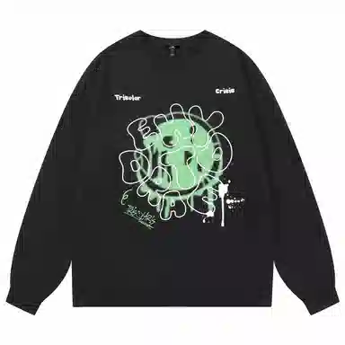 三体 脱水系列 美式复古字母涂鸦印花休闲宽松基础圆领套头百搭重磅长袖卫衣 男女同款