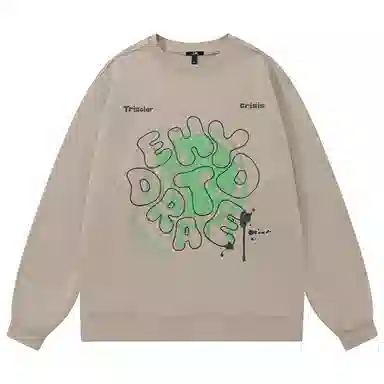 三体 脱水系列 美式复古字母涂鸦印花休闲宽松基础圆领套头百搭重磅长袖卫衣 男女同款