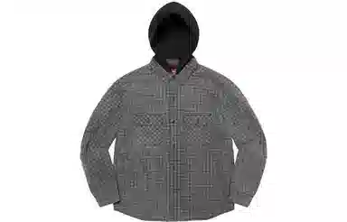 Supreme FW22 Week 10 Houndstooth Flannel Hooded Shirt