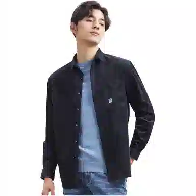 才子 复古柔软纯色长袖衬衫 男款