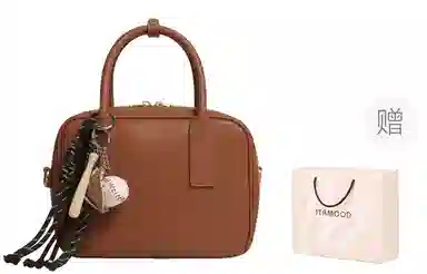 妙迪 秋冬复古时尚保龄球包波士顿枕头包 植鞣头层牛皮 单肩斜挎手提包 中号 女款 琥珀棕