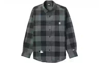 New Era x MLB Plaid Logo Shirt Black