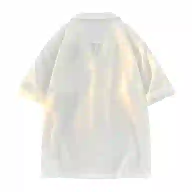 兰缪 美式复古高街风纯色基础款休闲透气宽松日常百搭通勤亲肤舒适柔软圆领短袖衬衫 男女同款