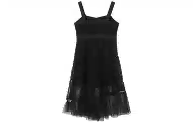 太平鸟 网纱吊带连衣裙 女款 黑色