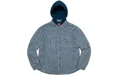 Supreme FW22 Week 10 Houndstooth Flannel Hooded Shirt