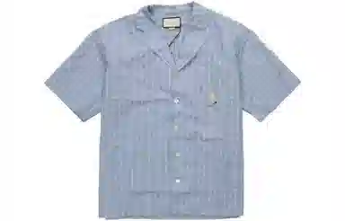 Gucci SS23 Striped Logo Embroidered Shirt