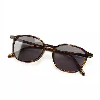 青雉作 英式复古惠灵顿细边墨镜 超轻开车灰色高清偏光镜防紫外线  小脸经典款 板材镜架 椭圆形 太阳眼镜 男女同款情侣款 玳瑁色 豆蔻色